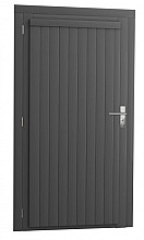 Vuren enkele dichte deur extra breed inclusief kozijn, linksdraaiend, 112 x 201 cm, antraciet gespoten.