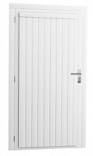 Vuren enkele dichte deur extra breed inclusief kozijn, linksdraaiend, 112 x 201 cm, wit gespoten.
