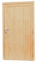 Vuren enkele dichte deur extra breed inclusief kozijn, linksdraaiend, 112 x 201 cm, kleurloos geïmpregneerd.