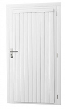 Vuren enkele dichte deur extra breed inclusief kozijn, rechtsdraaiend, 112 x 201 cm, wit gespoten.