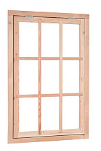 Douglas 9-ruits uitzetraam, 89,8 x 136,3 cm, transparant gespoten.