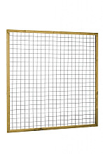 Eco gaastrellis met maas 7,5 x 7,5 cm, in grenen raamwerk 4,5 x 4,5 cm, 180 x 180 cm, groen geïmpregneerd.