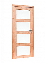 Douglas enkele 4-ruits deur inclusief kozijn, rechtsdraaiend, 90 x 201 cm, kleurloos geïmpregneerd.