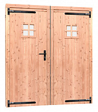 Douglas dubbele 1-ruits deur inclusief kozijn, 168 x 201 cm, transparant gespoten.