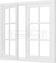 Douglas Vleugelraam dubbel wit met kozijn met middenstijl