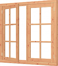 Douglas Vleugelraam dubbel onbehandeld met kozijn met middenstijl