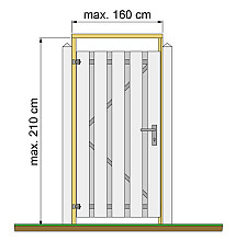Tuindeurkozijn douglas met aanslaglat, max. 160 cm breed.