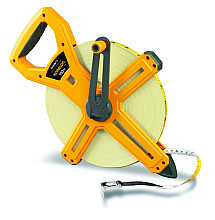 Komelon meetband UniGrip Flx 100mx13mm glasfiber, haak op 0-punt, ABS kruishaspel Klasse II