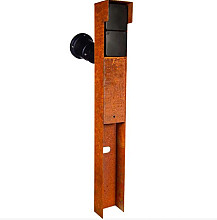 Tuinpaal - pro+ dubbel met spot, kabeldoos, afdekkap en installatiedraad cortenstaal