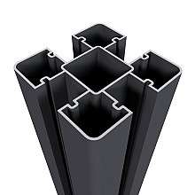 NewTechWood aluminium sleufpaal, met paalkap en paalhouder, 8 x 8 x 190 cm, zwart.