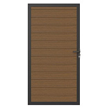NewTechWood co-extrusie composiet deur in aluminium frame, horizontaal, 100 x 195 cm, Teak.