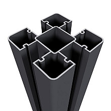 NewTechWood aluminium sleufpaal, met paalkap, 8 x 8 x 270 cm, zwart.