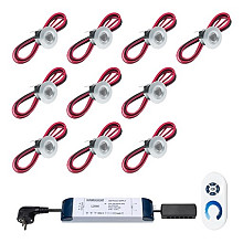 Verlichtingsset Madrid 10 spots t.b.v. houten overkapping met gording 5,5 - 7 cm.