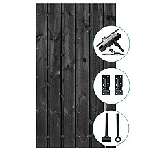 Tuindeur Privacy grenen geschaafd zwart 120x195cm - incl. zwart slot