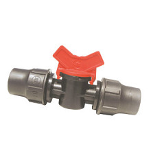 Palaplast koppeling met afsluiter, 2x klem, 16 x 16 mm