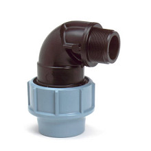 Unidelta knie 90°, klem x buitendraad, Kiwa, 16 bar, 16 mm x ¾