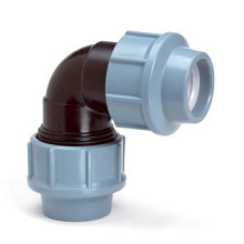 Unidelta knie 90°, 2x klem, Kiwa, 16 bar, 16 mm