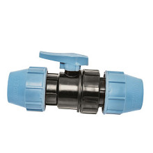 Unidelta pp kogelkraan, Kiwa, 16 bar, 2x klem, 25 mm