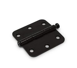 Kogellagerscharnier, ronde hoeken 89x89mm - RVS pen - zwart gepoedercoat