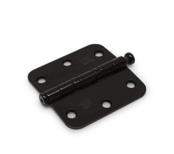 Kogellagerscharnier, ronde hoeken 76x76mm - RVS pen - zwart gepoedercoat