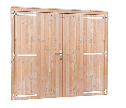 Douglas dubbele deur inclusief kozijn extra breed en hoog, 255 x 209 cm, kleurloos geïmpregneerd.