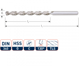 Houtspiraalboor HSS DIN340 TLS (diverse maten)
