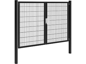 Hillfence metalen dubbele poort Premium-line inclusief slot, 300 x 180 cm, zwart.