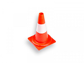 Pilon / Verkeerskegel 32 cm, oranje met witte banden.