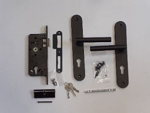 RVS luxe deurbeslagset zwart gecoat - Incl. slotkast, cilinder en slot