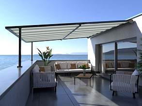 Elektrische zonwering met rits op staanders P550 (diverse maten)