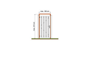 Tuindeurkozijn hardhout met aanslaglat, max. 160 cm breed.