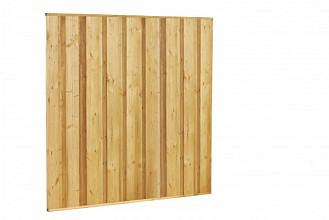 Beto-dichtplankscherm van fijnbezaagde vuren planken, 180 x 180 cm.