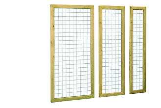 Grenen betonijzertrellis met maas 7,5 x 7,5 cm, in raamwerk 4,4 x 6,8 cm, 60 x 180 cm, groen geïmpregneerd.