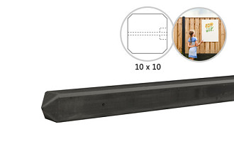 Betonpaal met diamantkop t.b.v. rotsmotief platen 10 x 10 x 280 cm, antraciet ongecoat eindpaal.