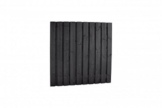 Grenen geschaafd plankenscherm 21-planks 15 mm, 180 x 180 cm, recht, geïmpregneerd en zwart gespoten.