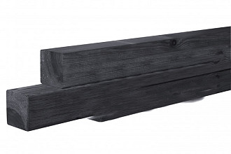 Geschaafde paal grenen 8,8 x 8,8 x 270 cm, zwart gedompeld