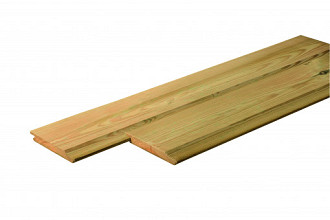 Grenen blokhutplank (afdekplank) 2,8 x 13,5 x 200 cm, groen geïmpregneerd.